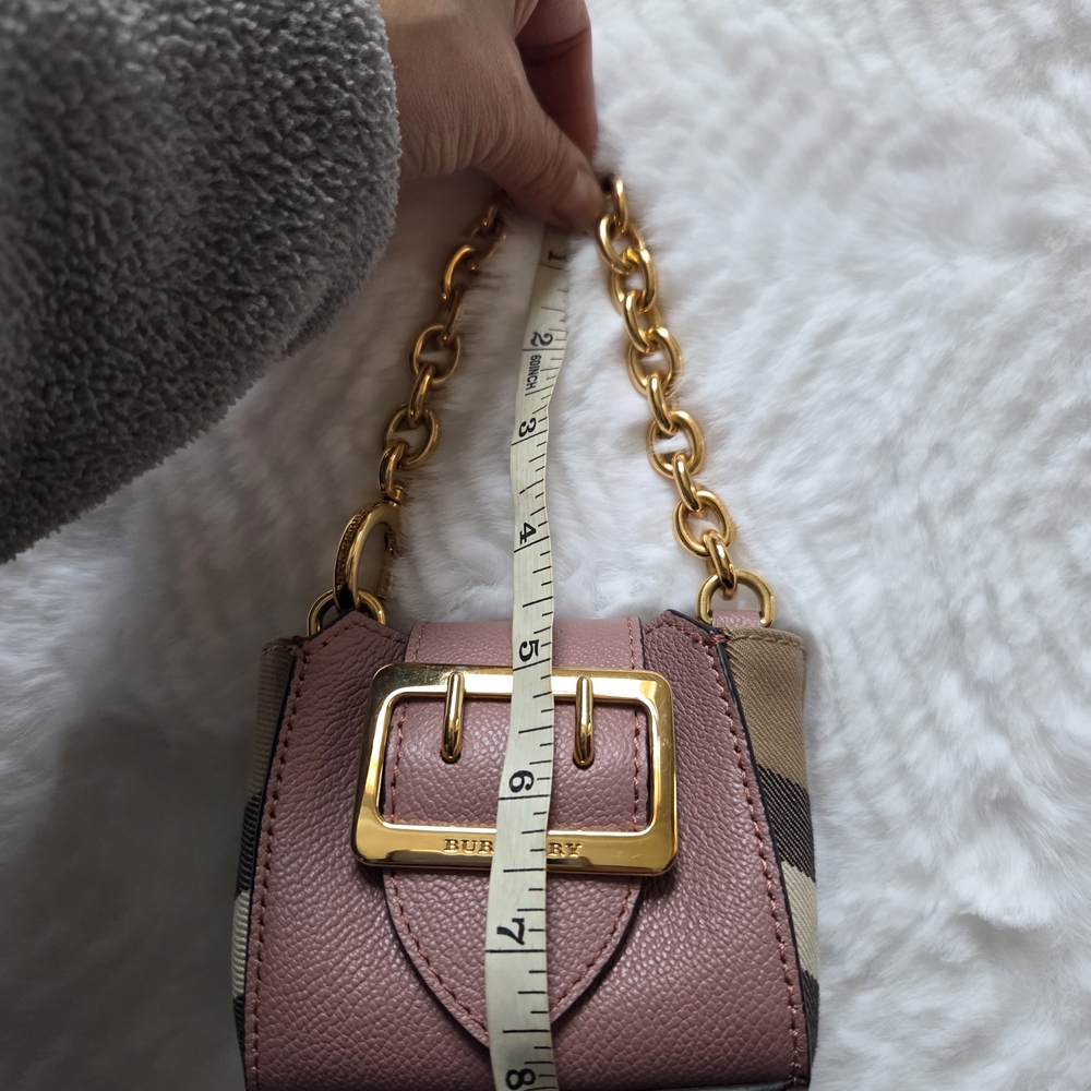 Burberry  Mini Bucket Tote Pink and Tan Bag with Gold Accents - Picture 11 of 16